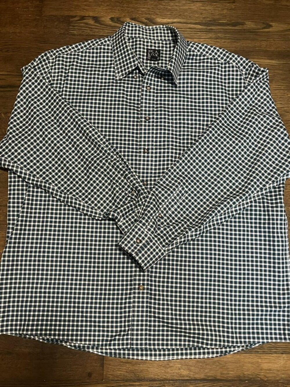 Jos. A. Bank Traveler Collection Dress Shirt Men 2XL Teal/Brown/White